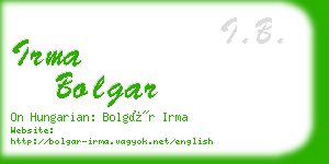 irma bolgar business card